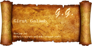 Girst Galamb névjegykártya